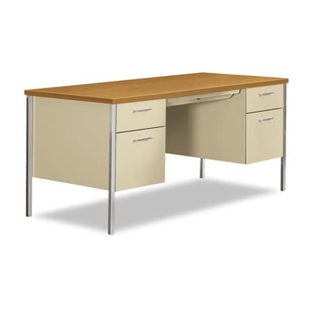Hon HON, 34000 SERIES DOUBLE PEDESTAL DESK, 60W X 30D X 29.5H, HARVEST/PUTTY 34962CL